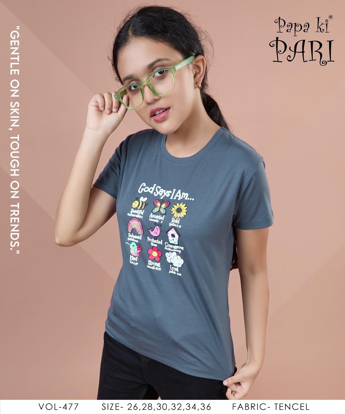 Vol 477 Papa Ki Pari Tencil Girls Tshirt Exporter India