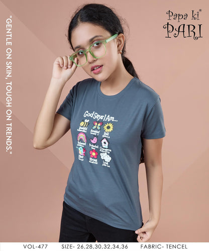 Vol 477 Papa Ki Pari Tencil Girls Tshirt Exporter India