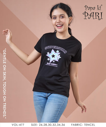 Vol 477 Papa Ki Pari Tencil Girls Tshirt Exporter India