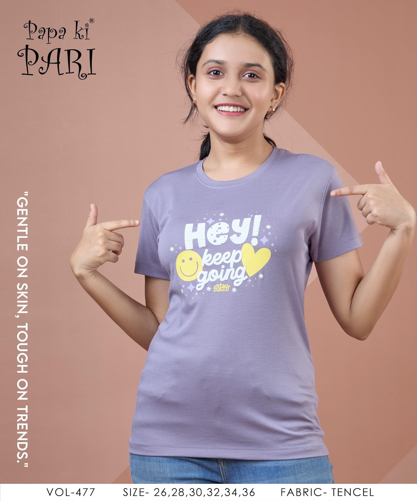 Vol 477 Papa Ki Pari Tencil Girls Tshirt Exporter India