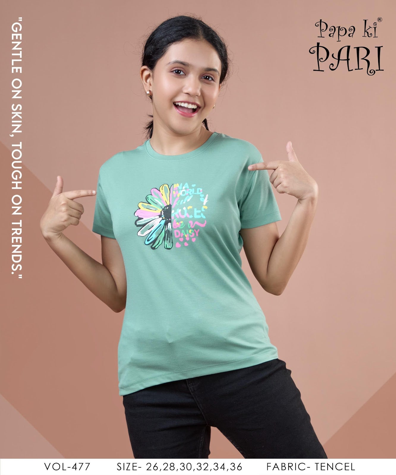 Vol 477 Papa Ki Pari Tencil Girls Tshirt Exporter India