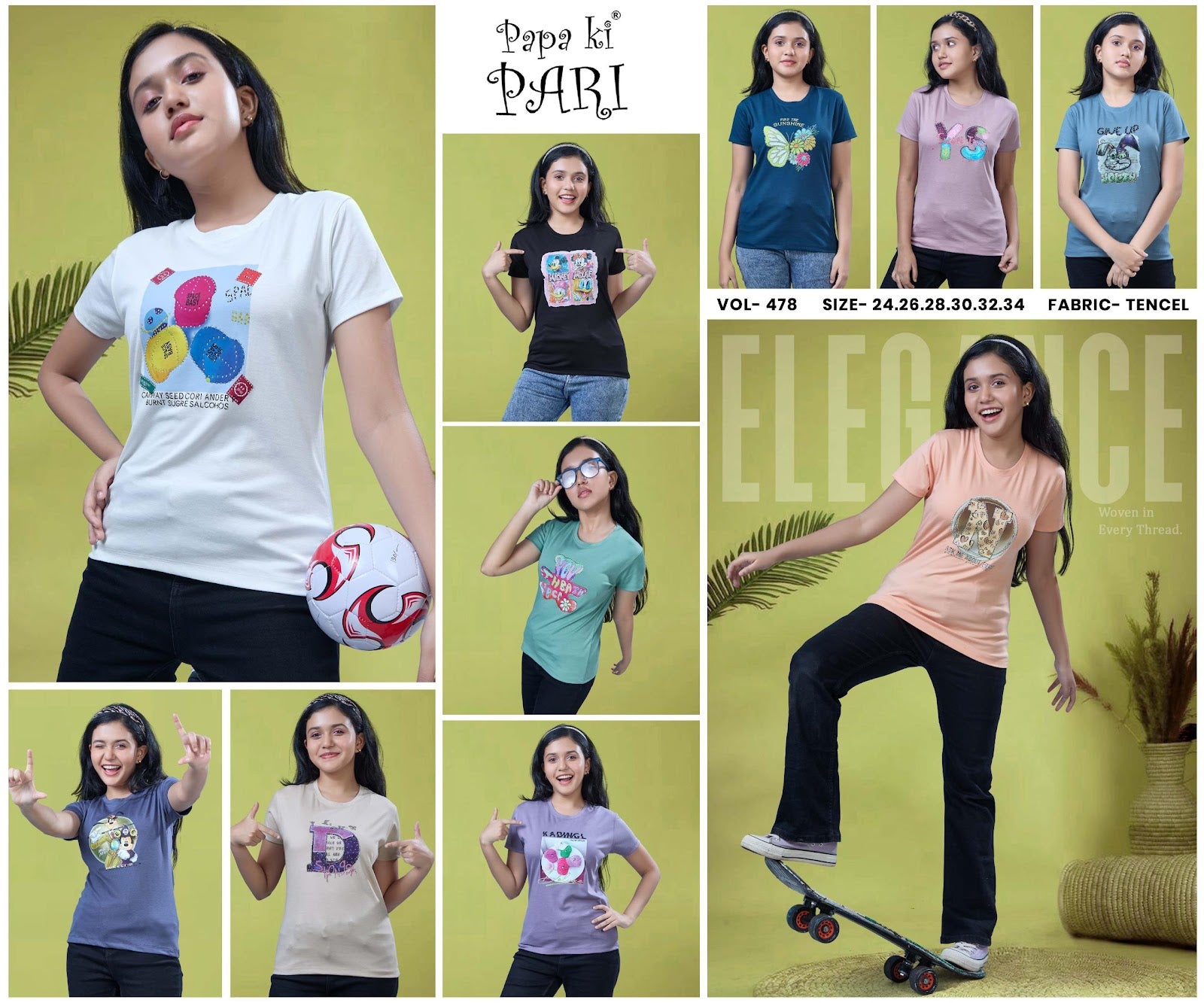 Vol 478 Papa Ki Pari Lycra Tencil Girls Top Wholesaler Ahmedabad