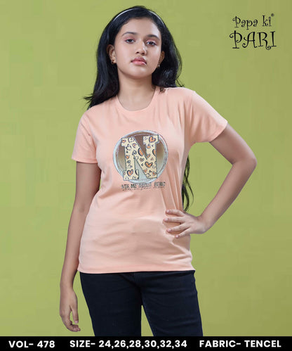 Vol 478 Papa Ki Pari Lycra Tencil Girls Top Wholesaler Ahmedabad