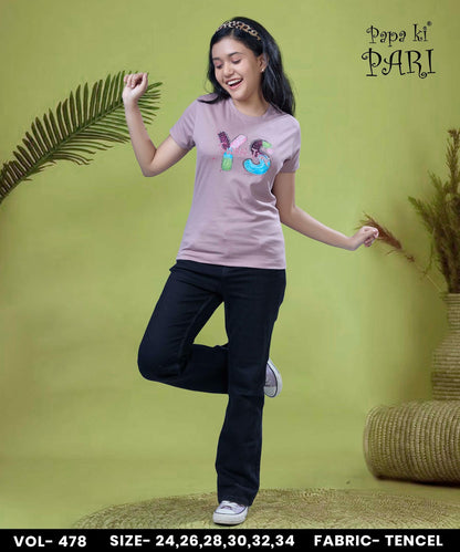 Vol 478 Papa Ki Pari Lycra Tencil Girls Top Wholesaler Ahmedabad