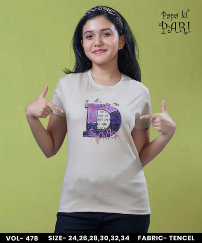Vol 478 Papa Ki Pari Lycra Tencil Girls Top Wholesaler Ahmedabad