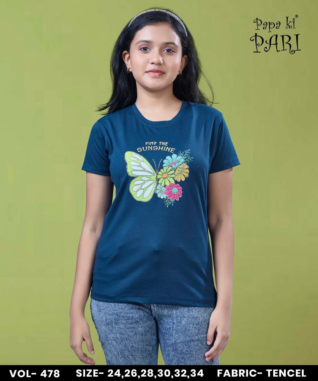 Vol 478 Papa Ki Pari Lycra Tencil Girls Top Wholesaler Ahmedabad