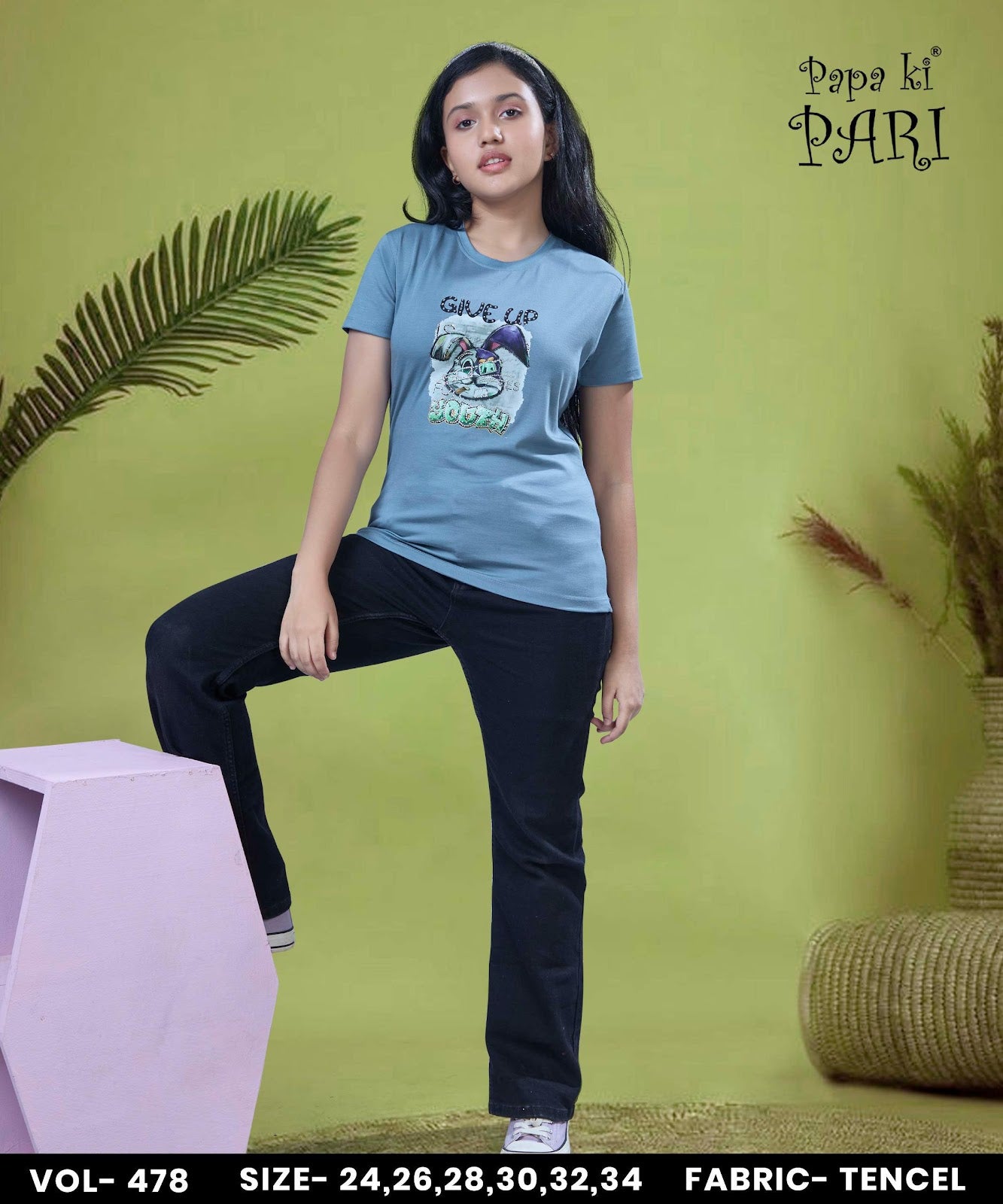 Vol 478 Papa Ki Pari Lycra Tencil Girls Top Wholesaler Ahmedabad