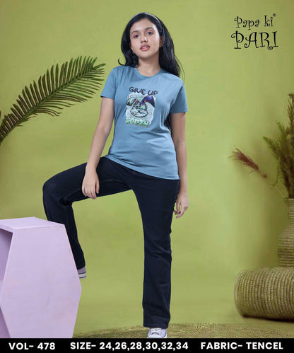 Vol 478 Papa Ki Pari Lycra Tencil Girls Top Wholesaler Ahmedabad