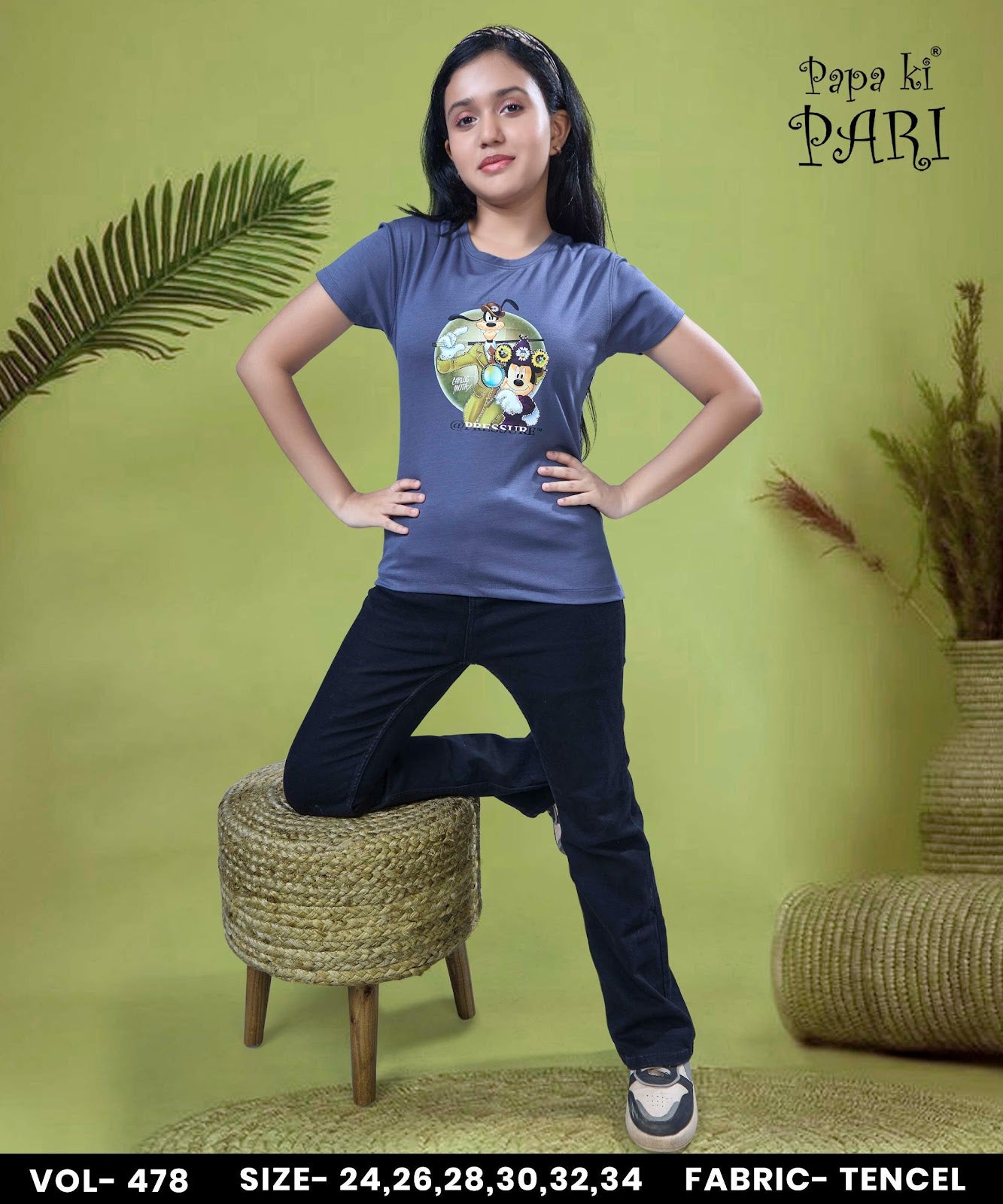 Vol 478 Papa Ki Pari Lycra Tencil Girls Top Wholesaler Ahmedabad