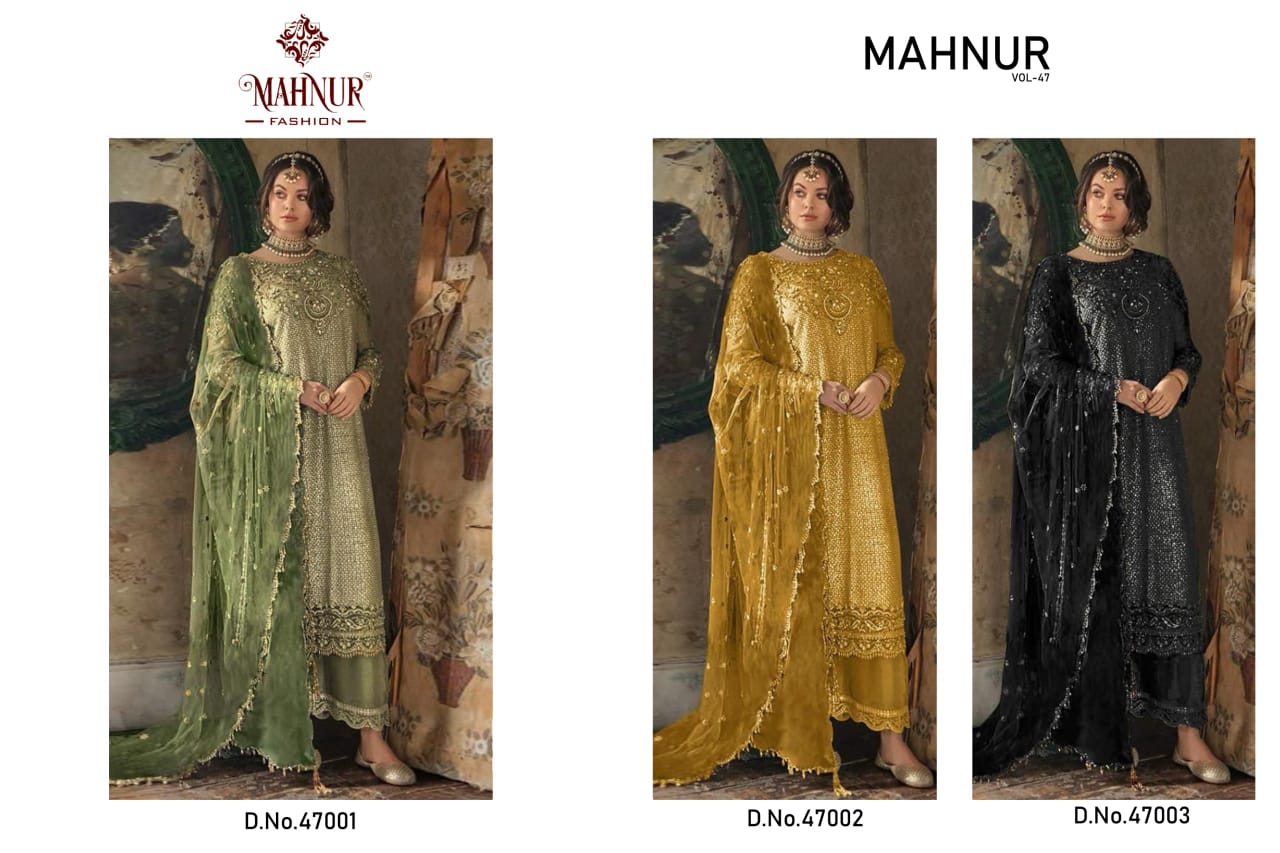 Vol 47 Mahnur Organza Pakistani Salwar Suits Wholesaler India