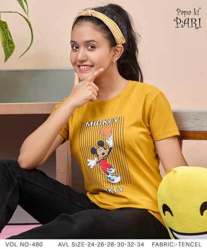 Vol 480 Papa Ki Pari Tencel Lycra Girls Top Wholesale