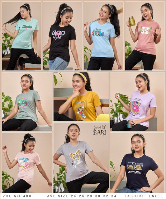 Vol 480 Papa Ki Pari Tencel Lycra Girls Top Wholesale
