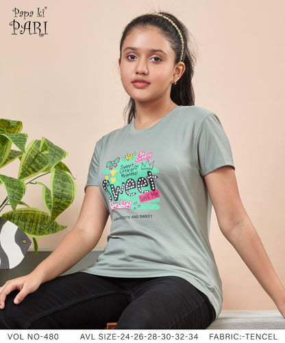 Vol 480 Papa Ki Pari Tencel Lycra Girls Top Wholesale