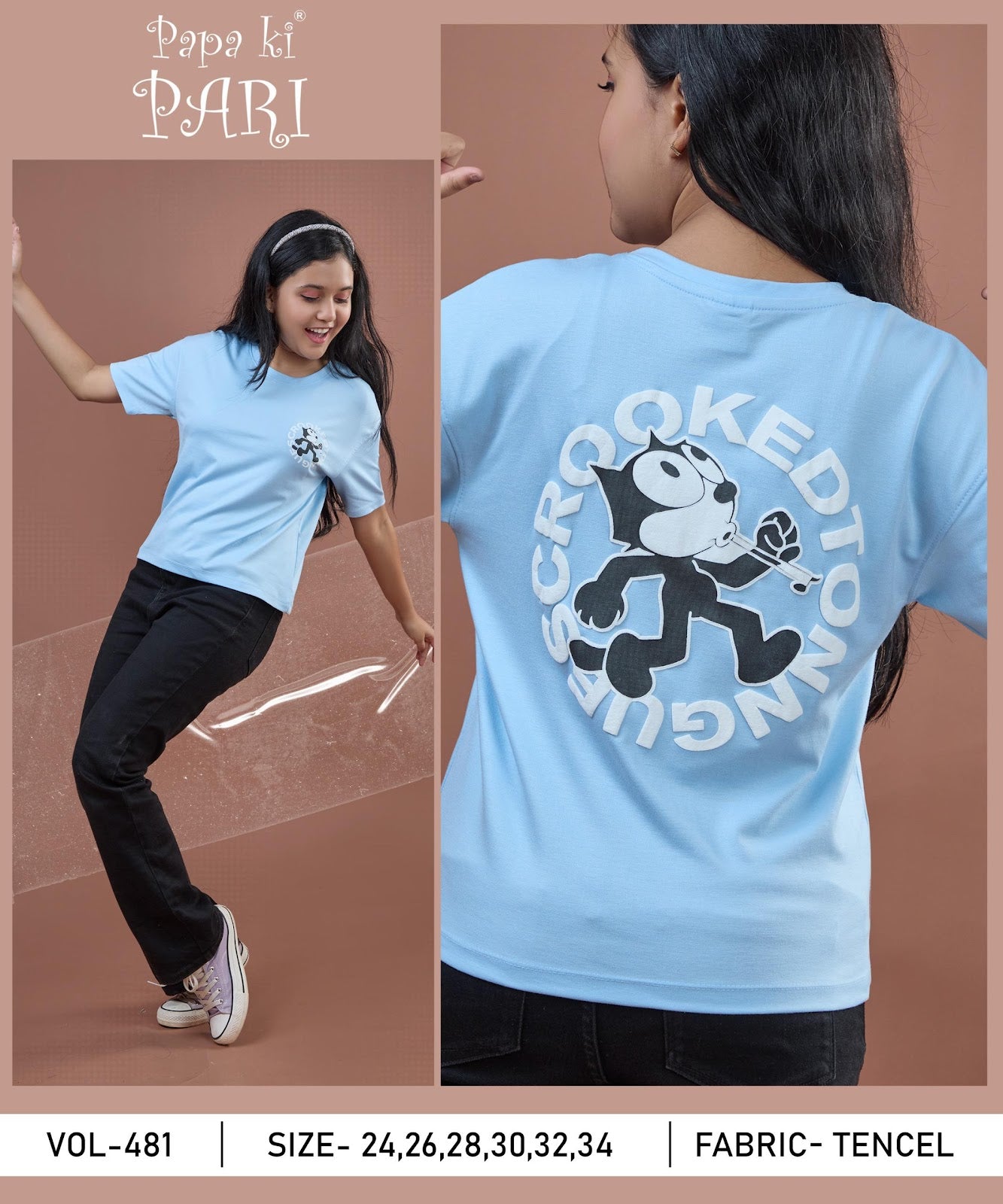 Vol 481 Papa Ki Pari Lycra Tencil Girls Top Exporter India