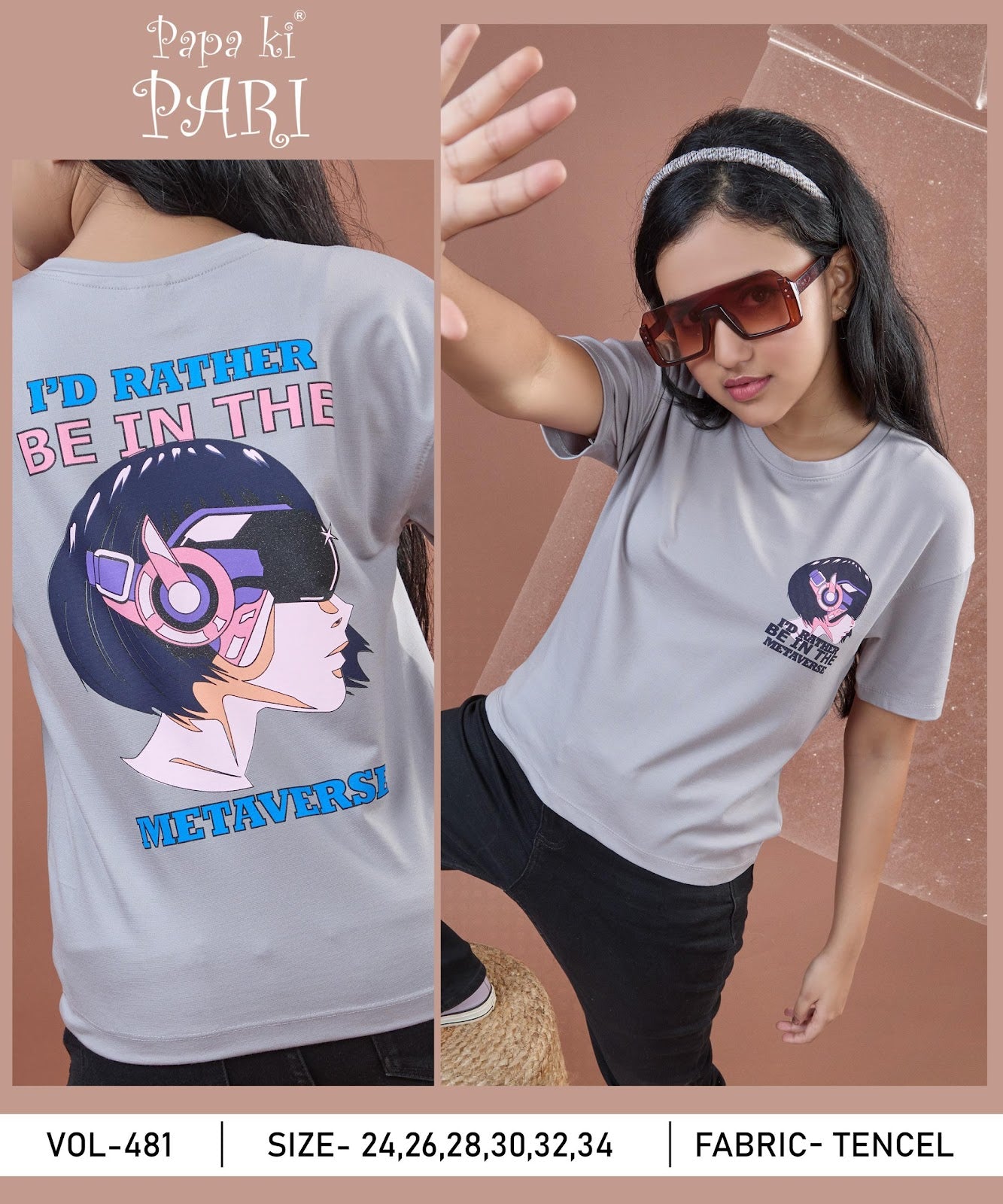 Vol 481 Papa Ki Pari Lycra Tencil Girls Top Exporter India