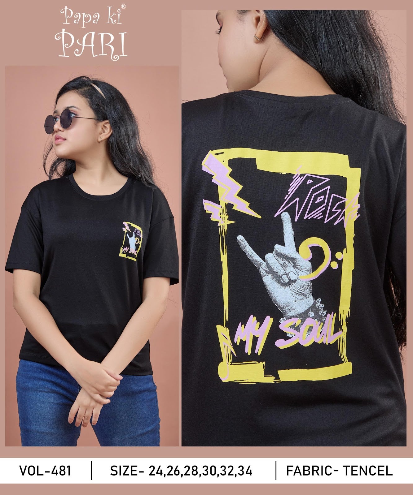 Vol 481 Papa Ki Pari Lycra Tencil Girls Top Exporter India