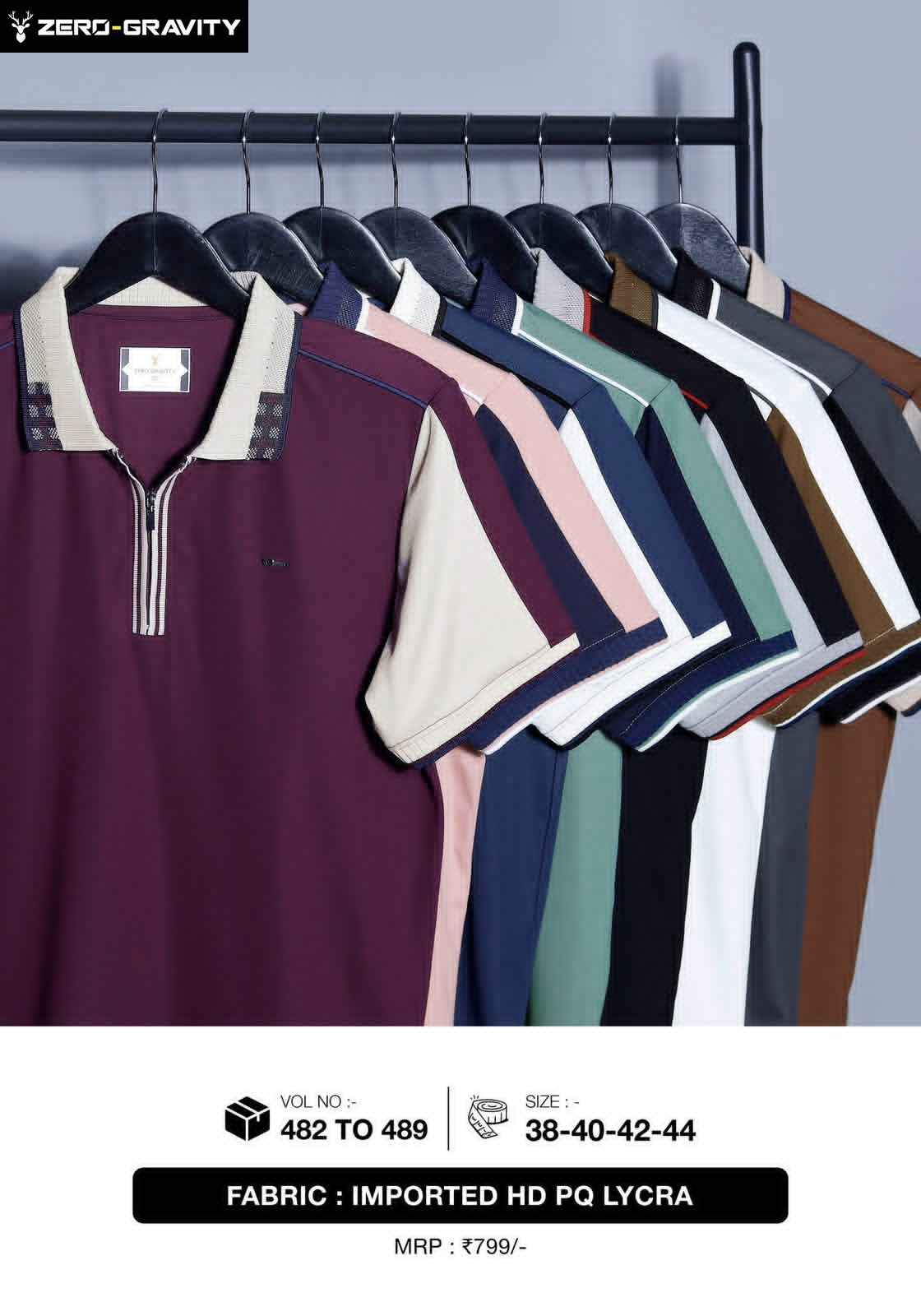 Vol 482 To 489 Zipper Zero Gravity Pq Lycra Mens Tshirts Wholesale Price
