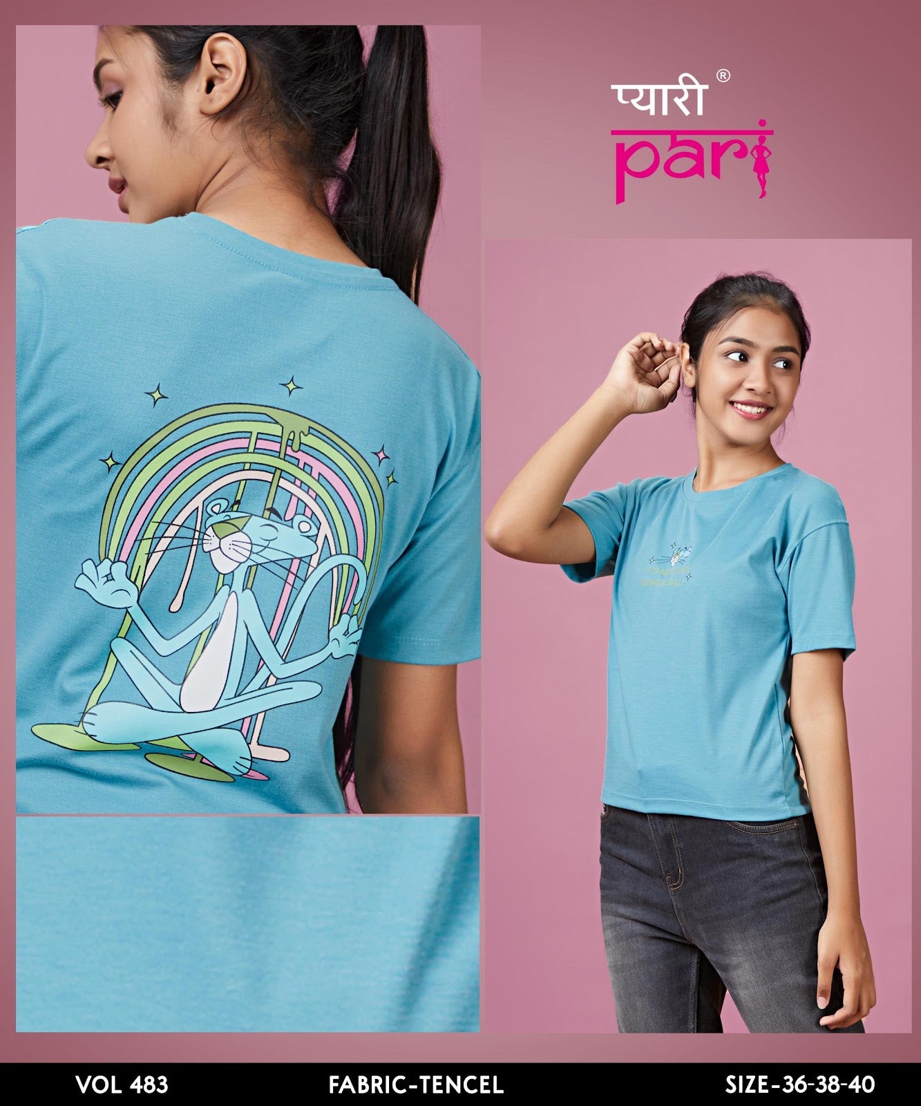 Vol 483 Pyari Pari Lycra Tencil Girls Top Wholesaler India