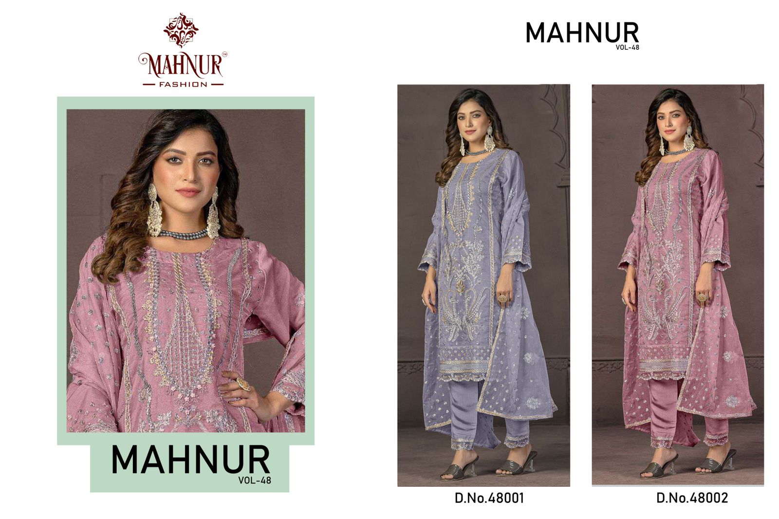 Vol 48 Mahnur Organza Pakistani Salwar Suits Exporter Gujarat