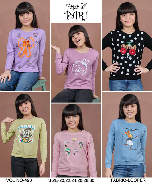 Vol 490 Papa Ki Pari Cotton Looper Girls Tshirt Wholesaler Gujarat