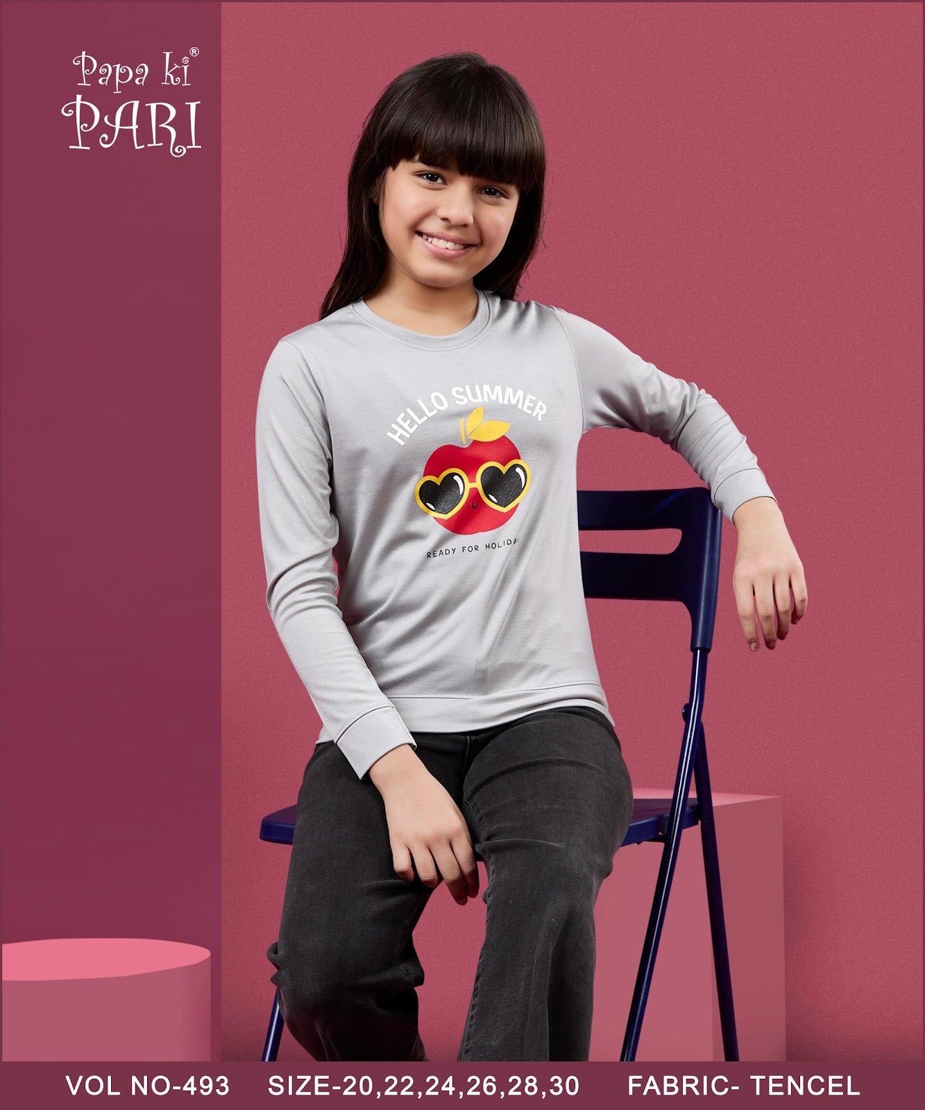 Vol 493 Papa Ki Pari Tencel Lycra Girls Tshirt Wholesale