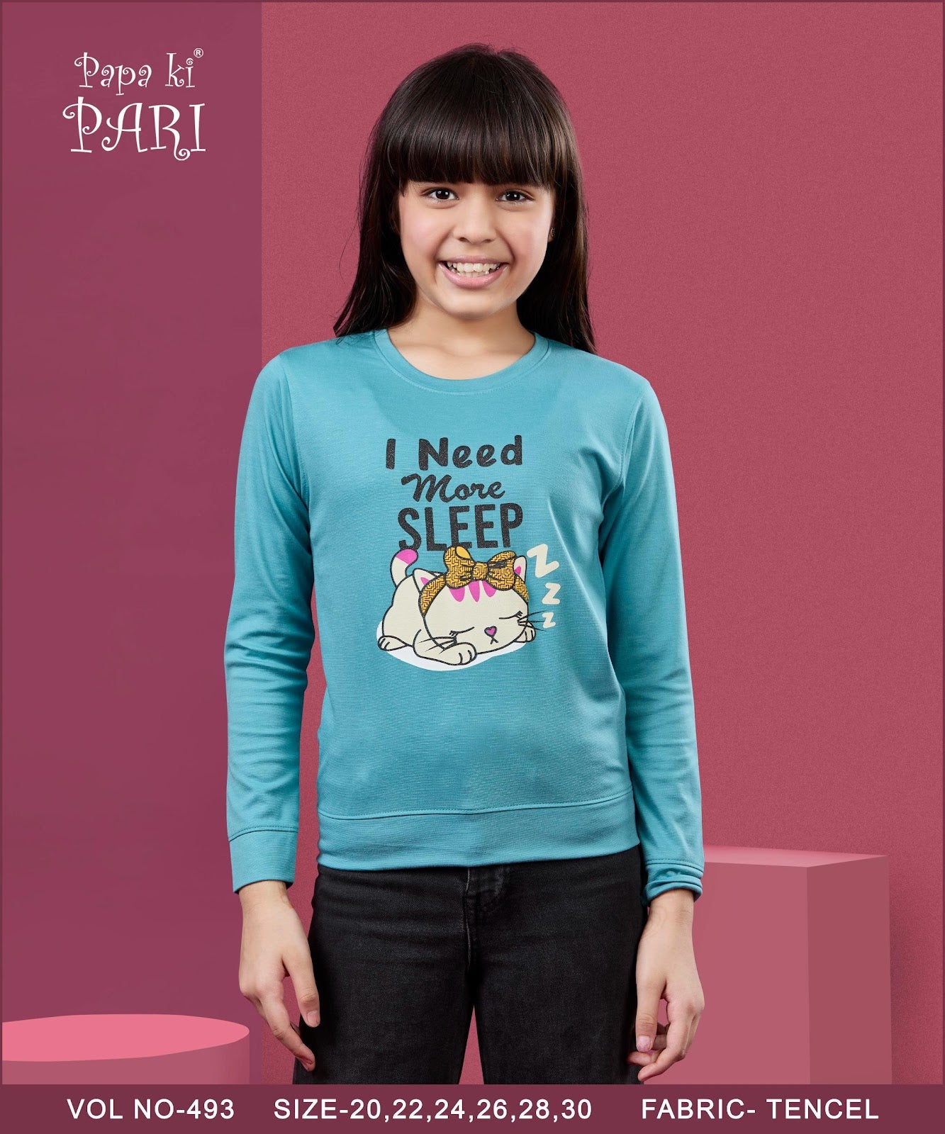 Vol 493 Papa Ki Pari Tencel Lycra Girls Tshirt Wholesale