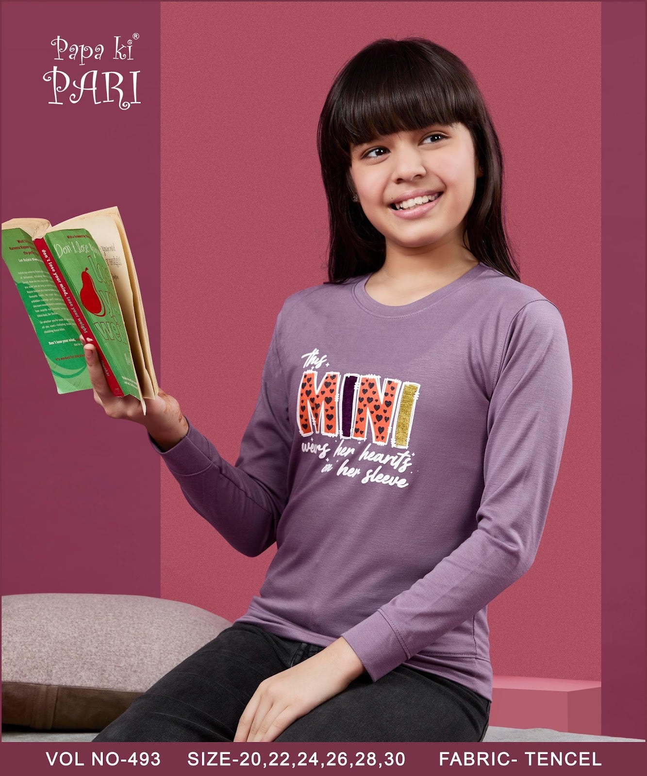 Vol 493 Papa Ki Pari Tencel Lycra Girls Tshirt Wholesale