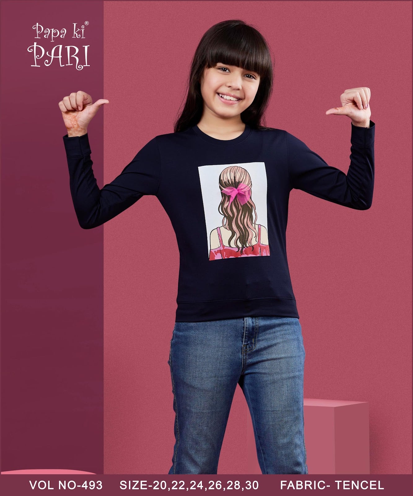 Vol 493 Papa Ki Pari Tencel Lycra Girls Tshirt Wholesale