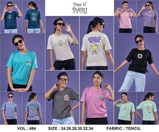 Vol 494 Papa Ki Pari Tencil Girls Top Wholesaler India