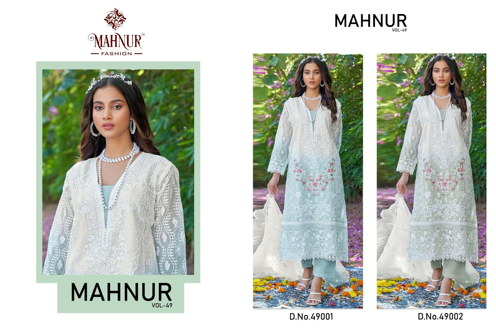 Vol 49 Mahnur Organza Pakistani Salwar Suits Wholesaler