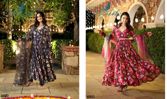 Vol 4 Dn4002-4003 Masakali Muslin Readymade Anarkali Suits Manufacturer Ahmedabad