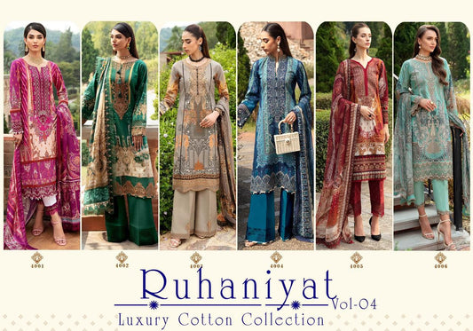 Vol 4 Ruhaniyat Cotton Karachi Salwar Suits