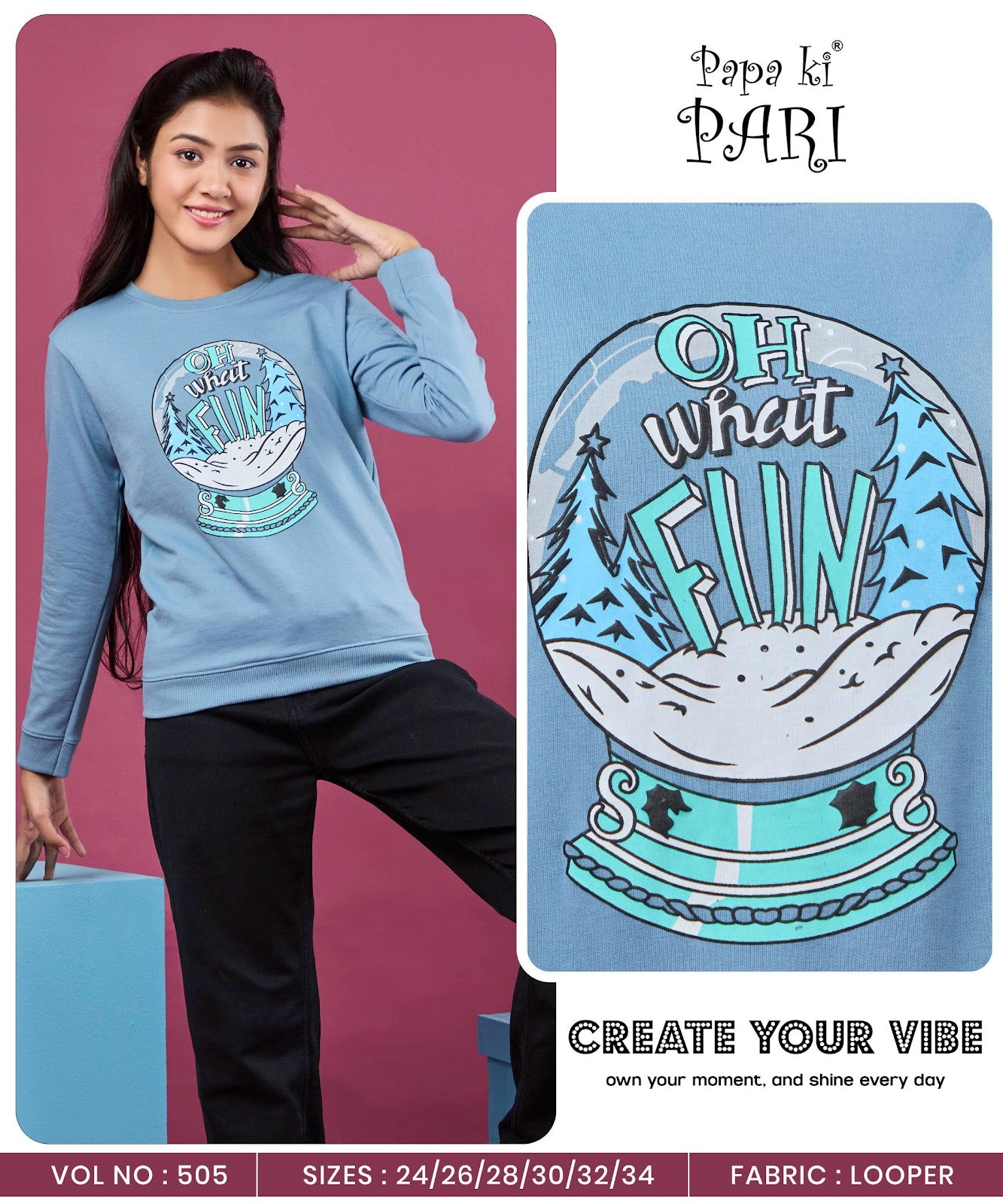 Vol 505 Papa Ki Pari Cotton Looper Girls Tshirt Wholesaler