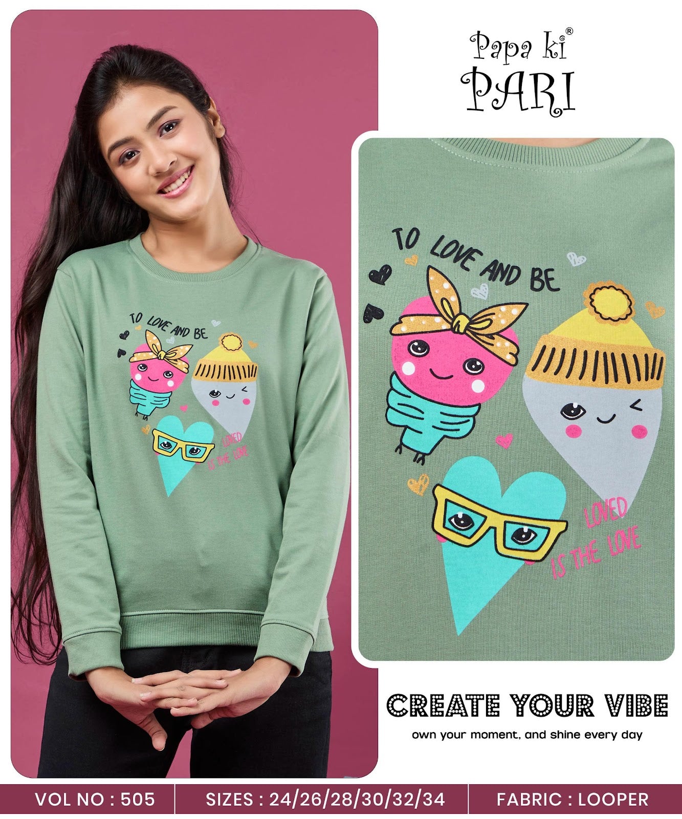 Vol 505 Papa Ki Pari Cotton Looper Girls Tshirt Wholesaler