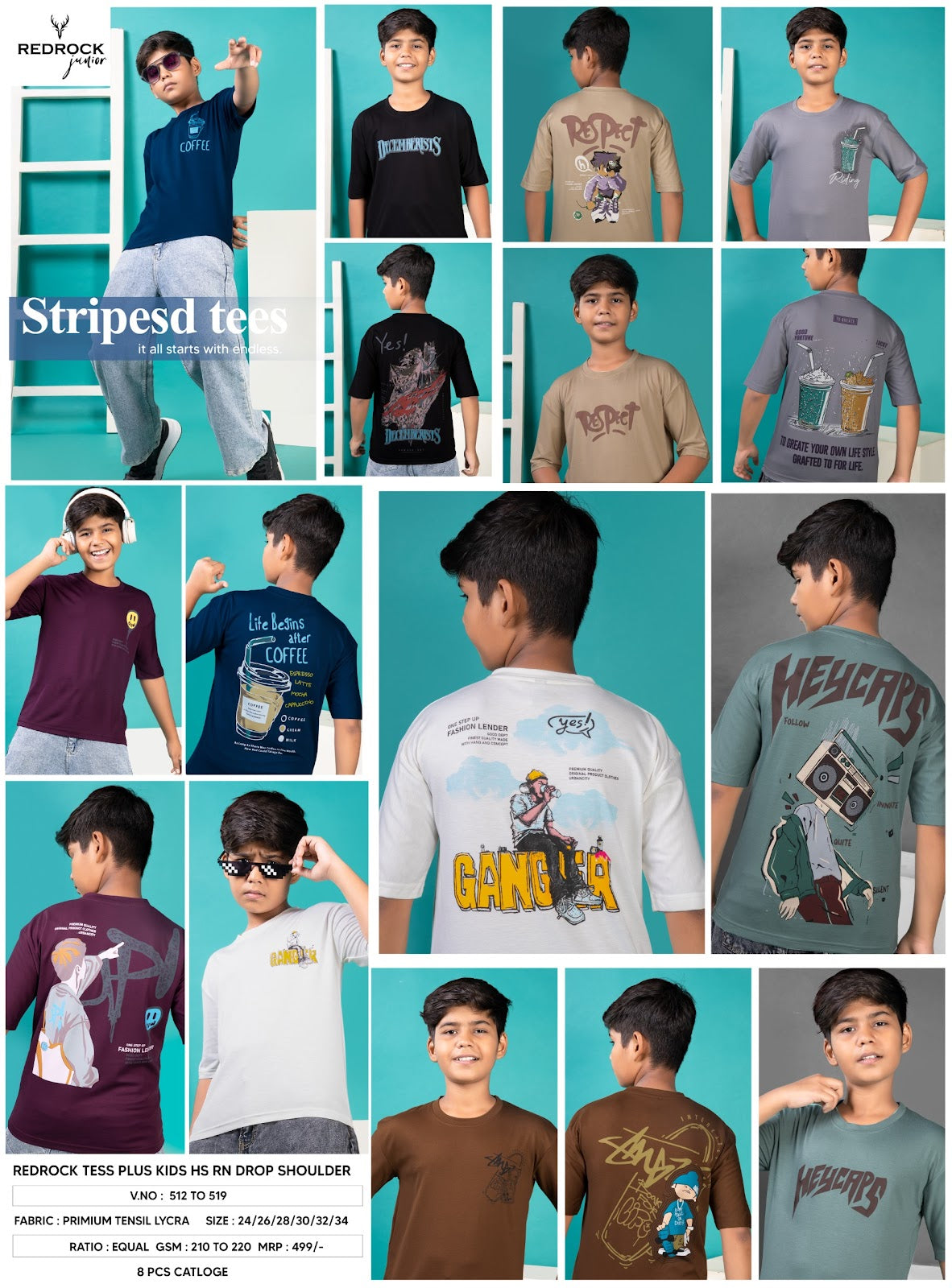 Vol 512 To 519 Redrock Tencil Lycra Boys Tshirt Wholesaler Ahmedabad