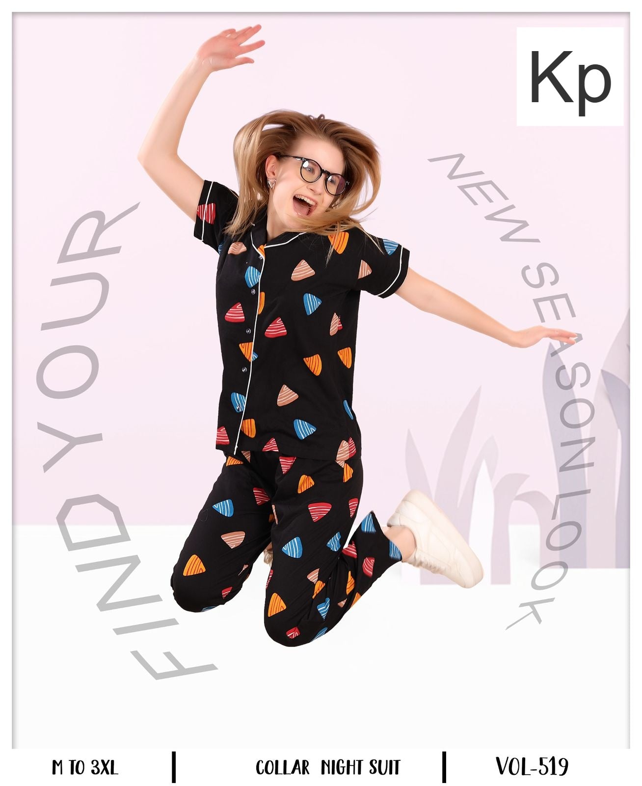 Vol 519 Kp Sinker Collar Night Suits Wholesale Rate