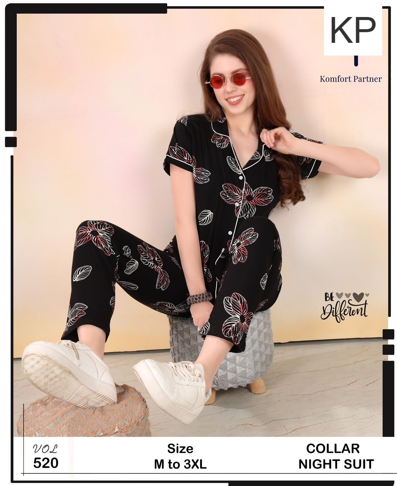 Vol 520 Kp Hosiery Collar Night Suits Wholesaler Ahmedabad