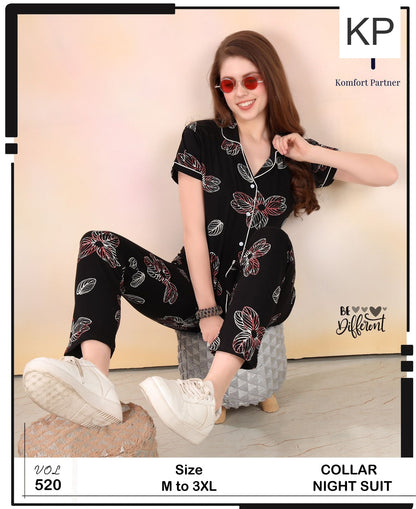 Vol 520 Kp Hosiery Collar Night Suits Wholesaler Ahmedabad