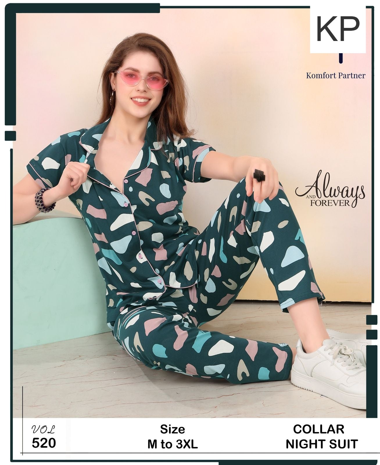 Vol 520 Kp Hosiery Collar Night Suits Wholesaler Ahmedabad