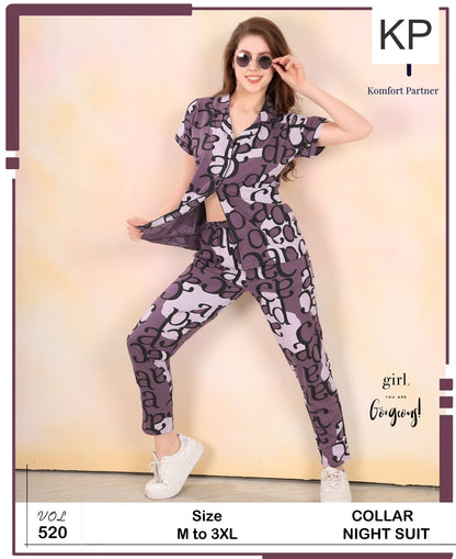 Vol 520 Kp Hosiery Collar Night Suits Wholesaler Ahmedabad