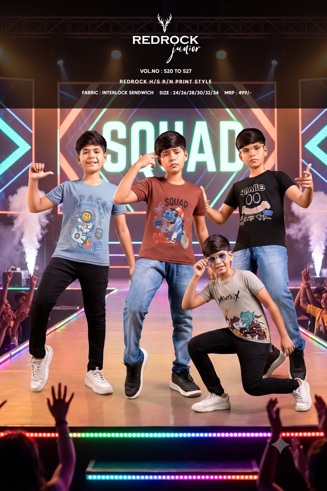 Vol 520 To 527 Redrock Interlock Boys Tshirt Exporter India