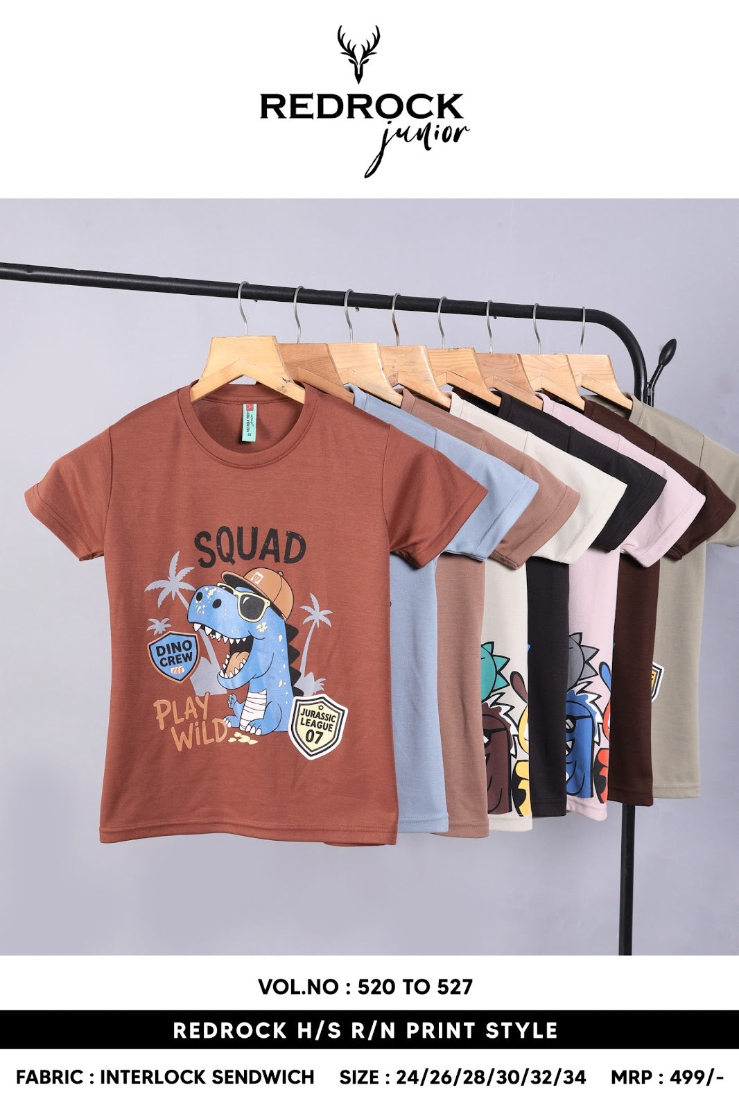 Vol 520 To 527 Redrock Interlock Boys Tshirt Exporter India