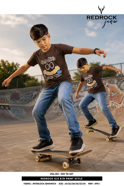 Vol 520 To 527 Redrock Interlock Boys Tshirt Exporter India