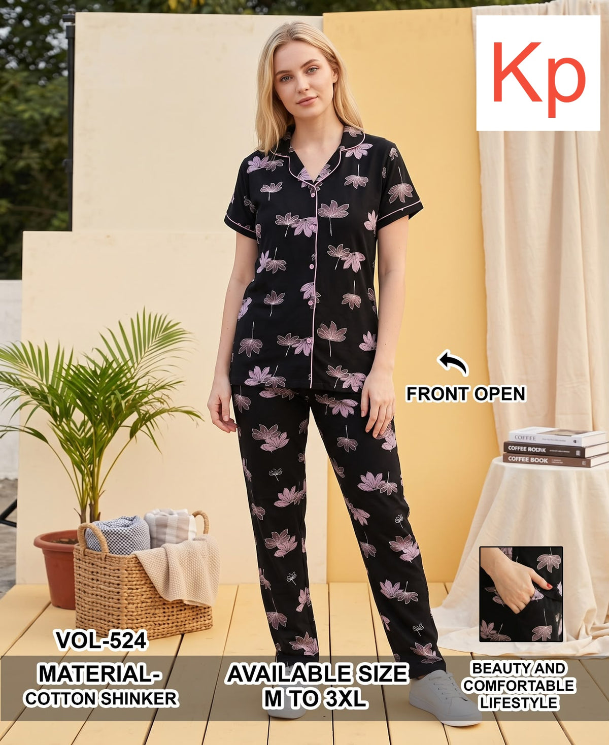 Vol 524 Kp Cotton Collar Night Suits Wholesaler Ahmedabad