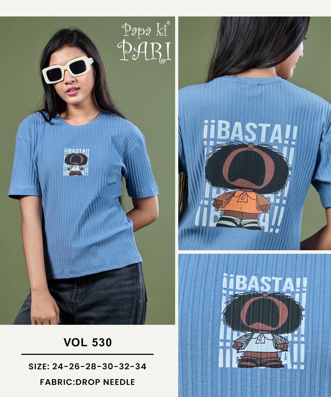 Vol 530 Papa Ki Pari Drop Needle Girls Tshirt Wholesale