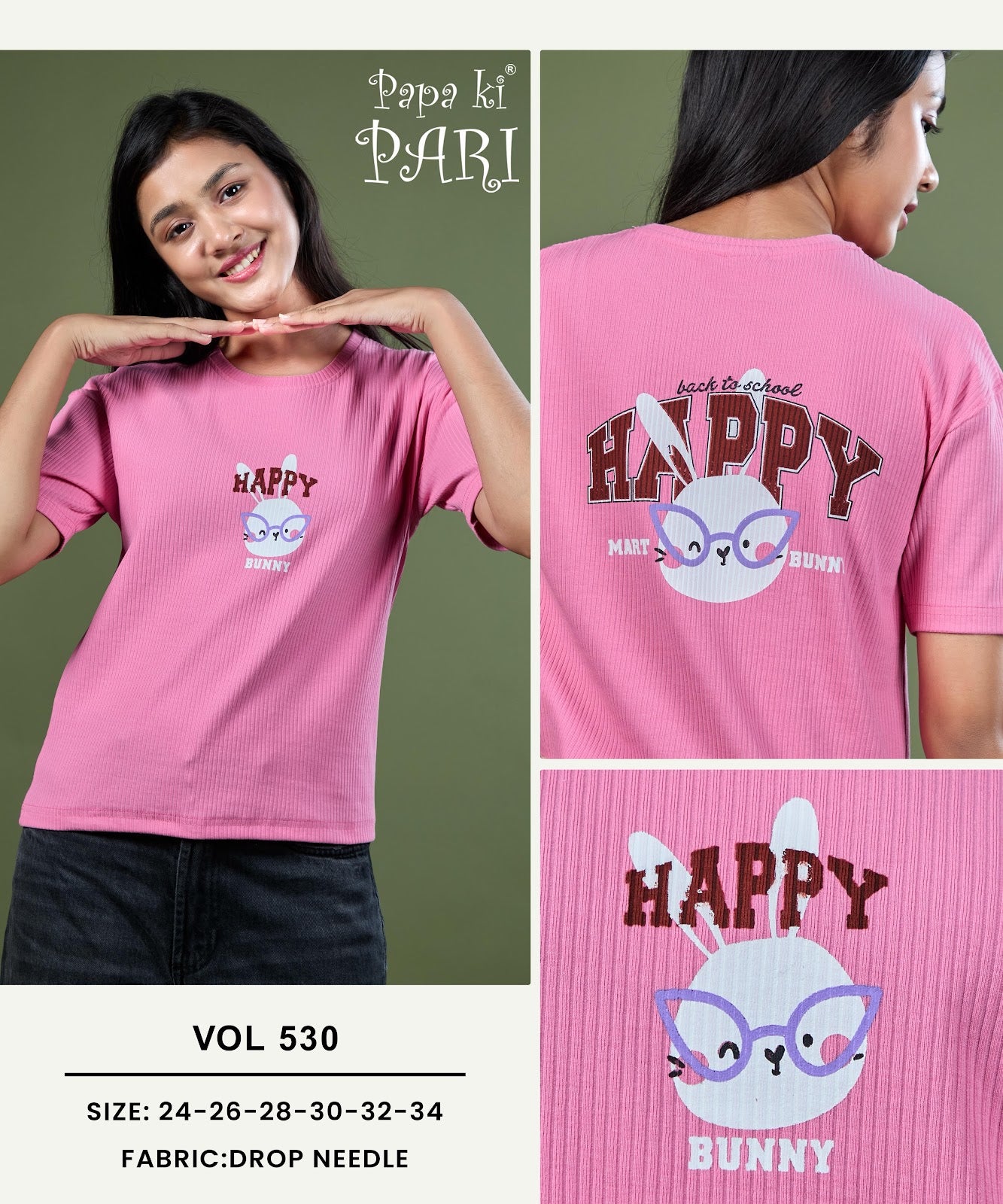 Vol 530 Papa Ki Pari Drop Needle Girls Tshirt Wholesale