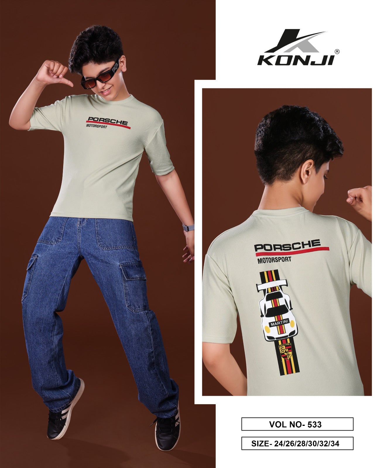 Vol 533 Konji Crape Boys Tshirt Wholesaler Ahmedabad