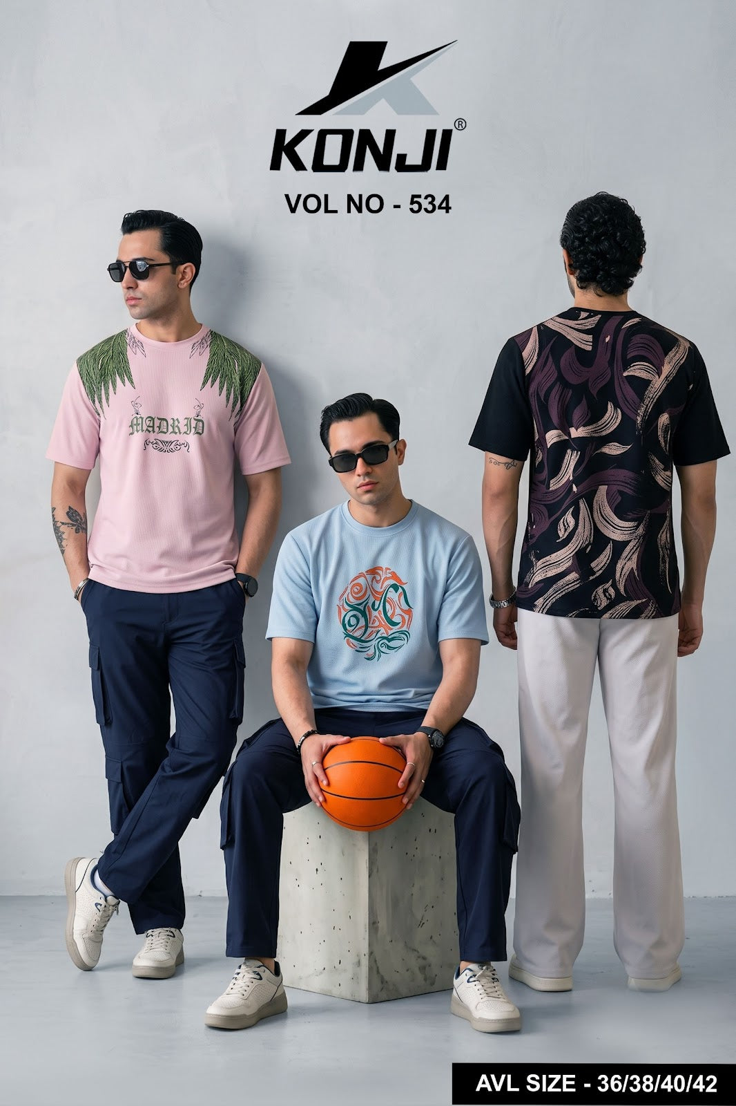 Vol 534 Konji Crape Mens Tshirts Wholesaler