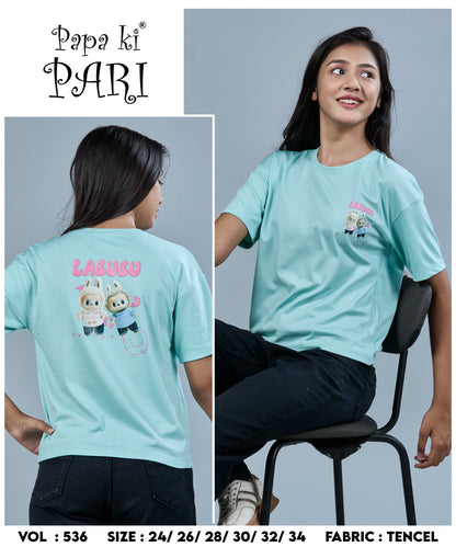 Vol 536 Papa Ki Pari Lycra Tencil Girls Tshirt Wholesale Rate
