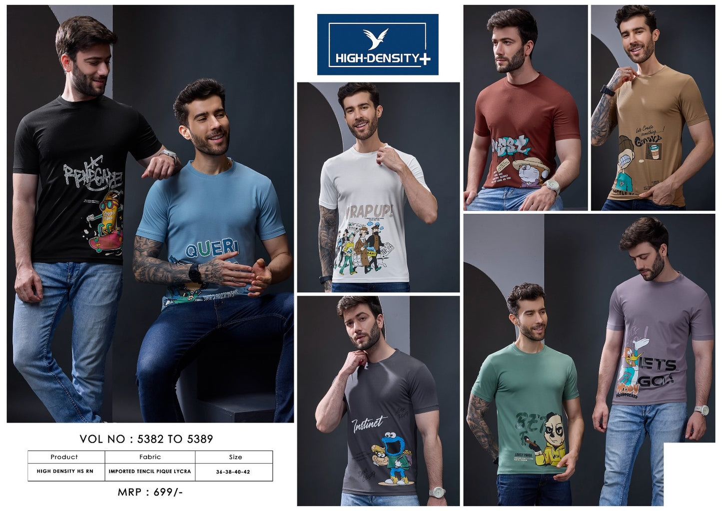 Vol 5382 To 5389 High Density Tencil Lycra Mens Tshirts Wholesaler India